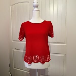 A’Gaci Red Laser Cut Women's Top